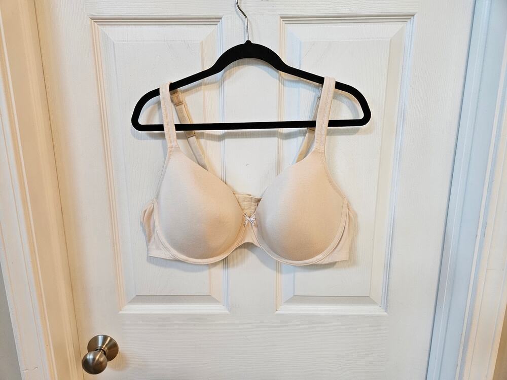 Cacique Lightly Lined T-Shirt Bra 46C Nude Beige Cotton Blend Underwire